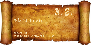 Mód Ervin névjegykártya
